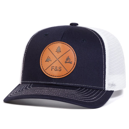 Unisex F S Round Leather Label Baseball Net Caps Spring Summer Outdoor Adjustable Casual Hats