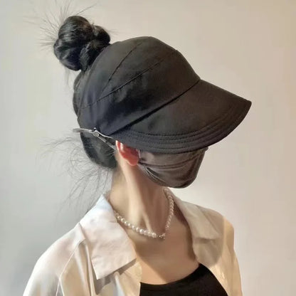Summer Wide Brim Sunhat Women Sun Hats Foldable Adjustable Outdoor Beach Bucket Hat UV Protection Visors Fisherman Ponytail Caps