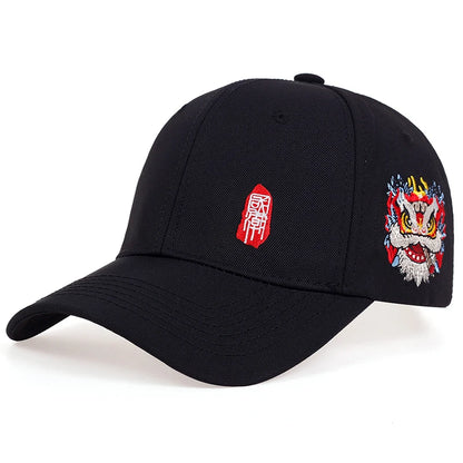 Baseball Cap Chinese Style Embroidery Sun Caps Men Women Unisex-Teens Embroidered Snapback Flat Hip