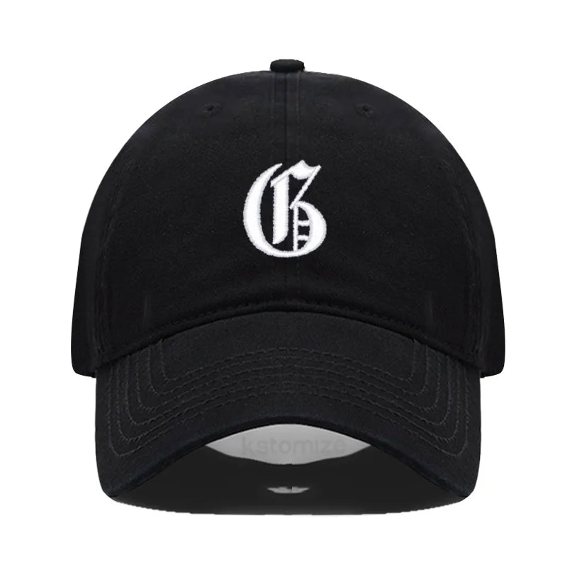 Old English Letter A-Z Embroider Baseball Cap Men Womne Soft Cotton Team Sport Visors Snapback Caps