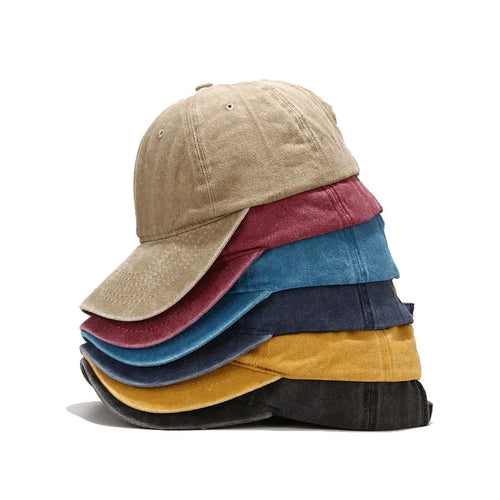 Vintage Washed Distressed Plain Baseball Cap - 100 Cotton Soft Top Unstructured Dad Hat - Soft