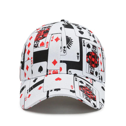 Unisex Poker Card Print Baseball Caps Spring Autumn Outdoor Adjustable Casual Hats Hip Hop Cap
