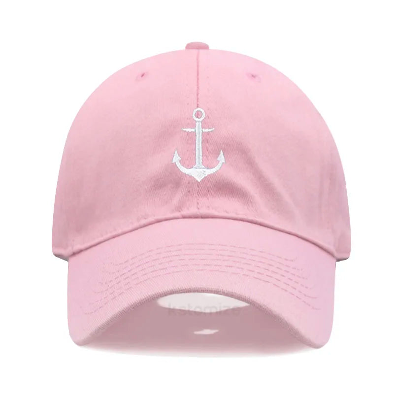 Anchor Embroidered Baseball Cap Women Men Adjustable Soft Washed Cotton Dad Hat Unisex Classic Golf