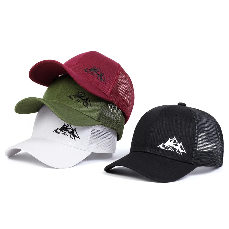 Unisex Mountain Range Embroidery Baseball Net Caps Spring Summer Outdoor Adjustable Casual Hats