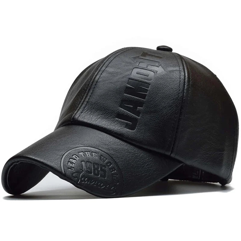 Men Vintage Adjustable Baseball Cap Pu Leather Snapback Hat Para Hombre Mens Trucker Caps Dad Winter