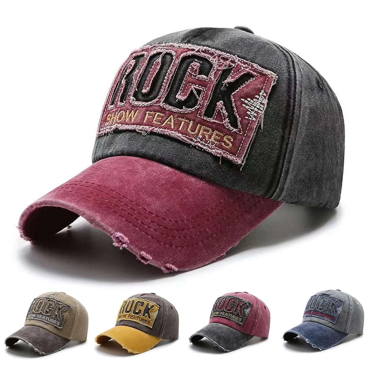 Letter Rock Embroidery Cotton Baseball Cap Men Women Gorras Snapback Outdoor Sport Sun Hat