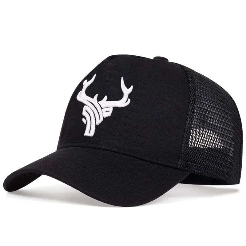 Unisex Animal Antlers Embroidery Baseball Net Caps Spring Summer Outdoor Adjustable Casual Hats