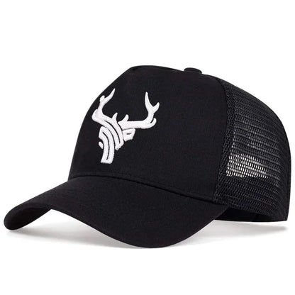 Unisex Animal Antlers Embroidery Baseball Net Caps Spring Summer Outdoor Adjustable Casual Hats