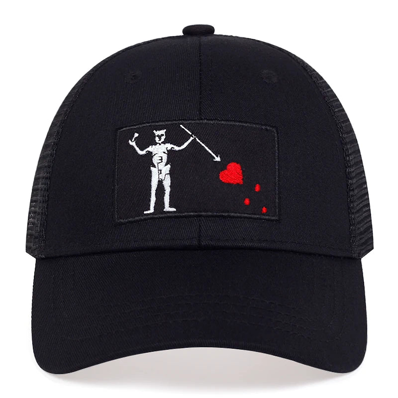 Unisex Skeleton Head Branch Heart Embroidery Baseball Net Caps Spring Summer Outdoor Adjustable