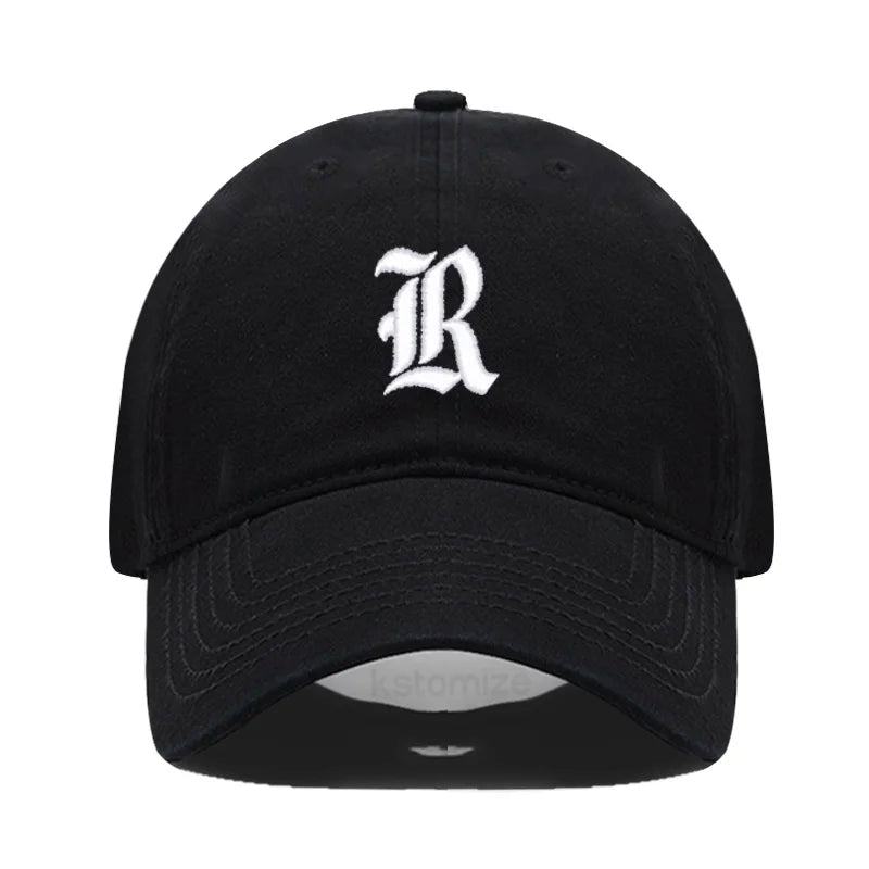 Old English Letter A-Z Embroider Baseball Cap Men Womne Soft Cotton Team Sport Visors Snapback Caps
