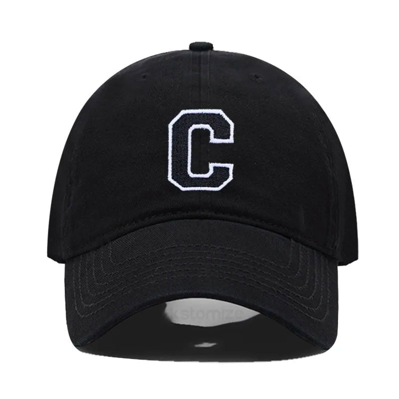 Initial Letter A-Z Embroider Baseball Cap Men Womne Soft Cotton Team Sport Visors Snapback Caps