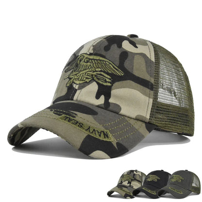 New Camouflage Mesh Baseball Cap for Men Women Breathable Adjustable Cotton Hip Hop Outdoor Casual Sun Protection Hat Snapback