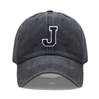 Initial Letter A-Z Embroider Baseball Cap Men Womne Washed Cotton Dad Hat Team Sport Visors Snapback