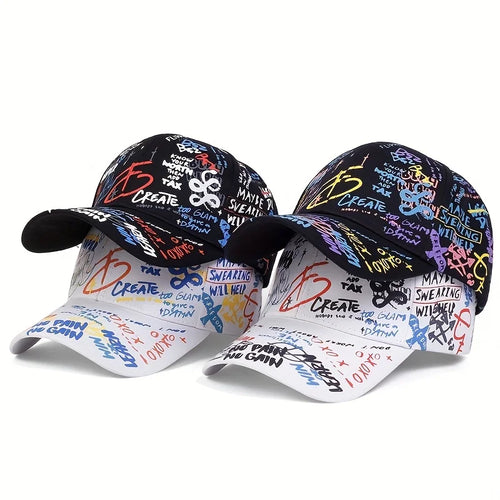 Graffiti Printing Baseball Cap Outdoor Cotton Casquatte Hat Men Women Summer Sun Hats Adjustable Hip