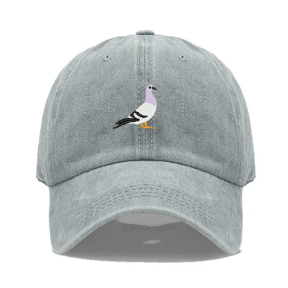 Pigeon Embroidery Baseball Cap Women Men Adjustable Soft Washed Cotton Dad Hat Unisex Classic Golf