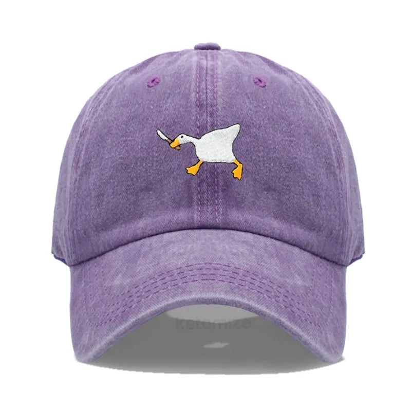Unisex Dad Hat Embroidered Goose Pattern Fashionable Style Duckbill Cap Men Women