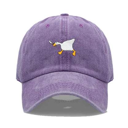 Unisex Dad Hat Embroidered Goose Pattern Fashionable Style Duckbill Cap Men Women