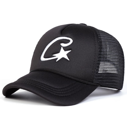 Unisex C Letter Pentagram Embroidery Baseball Net Caps Spring Summer Outdoor Adjustable Casual Hats