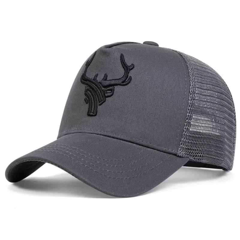 Unisex Animal Antlers Embroidery Baseball Net Caps Spring Summer Outdoor Adjustable Casual Hats