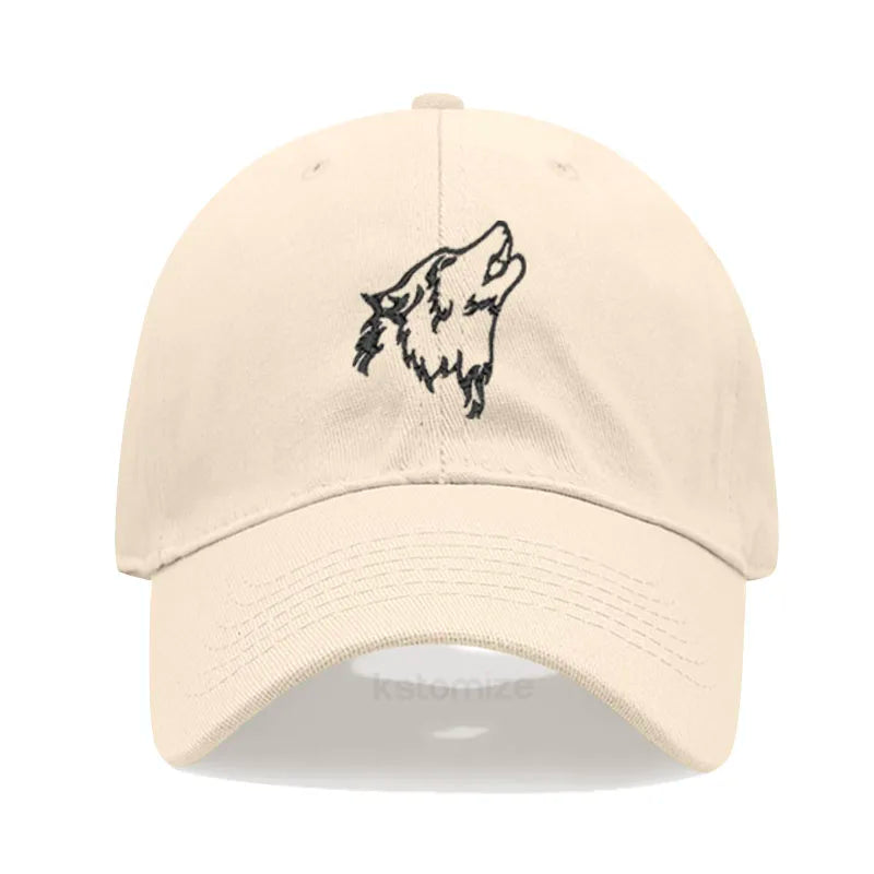 Women S Baseball Cap Men Washed Cotton Wolf Howl Embroidery Dad Hat Sport Golf Caps Man Sun Hats
