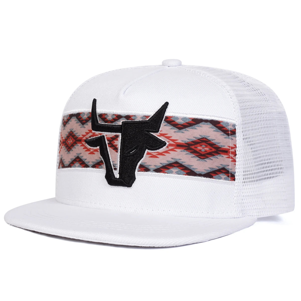 Unisex Personalized Bull Head Embroidery Hip-Hop Net Hats Spring Summer Outdoor Adjustable Casual