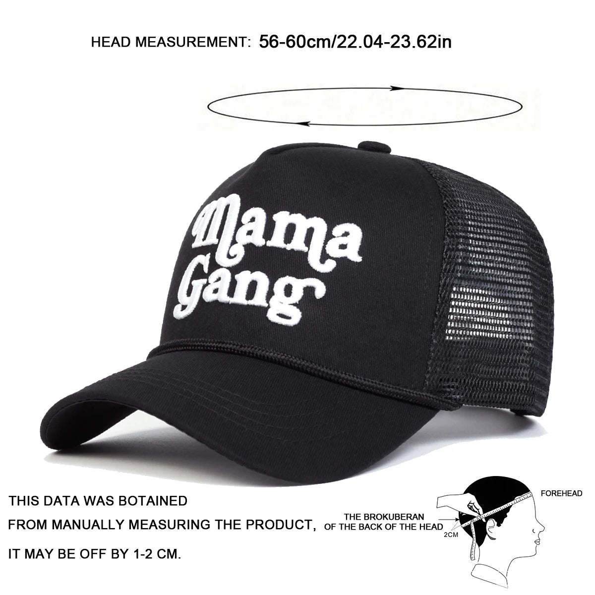 Unisex Mamagang Letter Embroidery Baseball Net Caps Spring Summer Outdoor Adjustable Casual Hats Hip