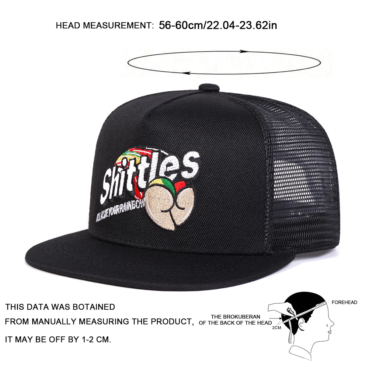 Unisex Shittles Embroidery Hip-Hop Net Hats Spring Summer Outdoor Adjustable Casual Baseball Caps
