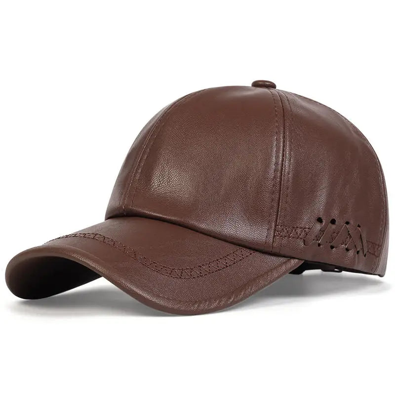 Solid Winter Leather Baseball Cap Men Snapback Autumn Warm Black Caps Women Bone Masculino Mens Hats