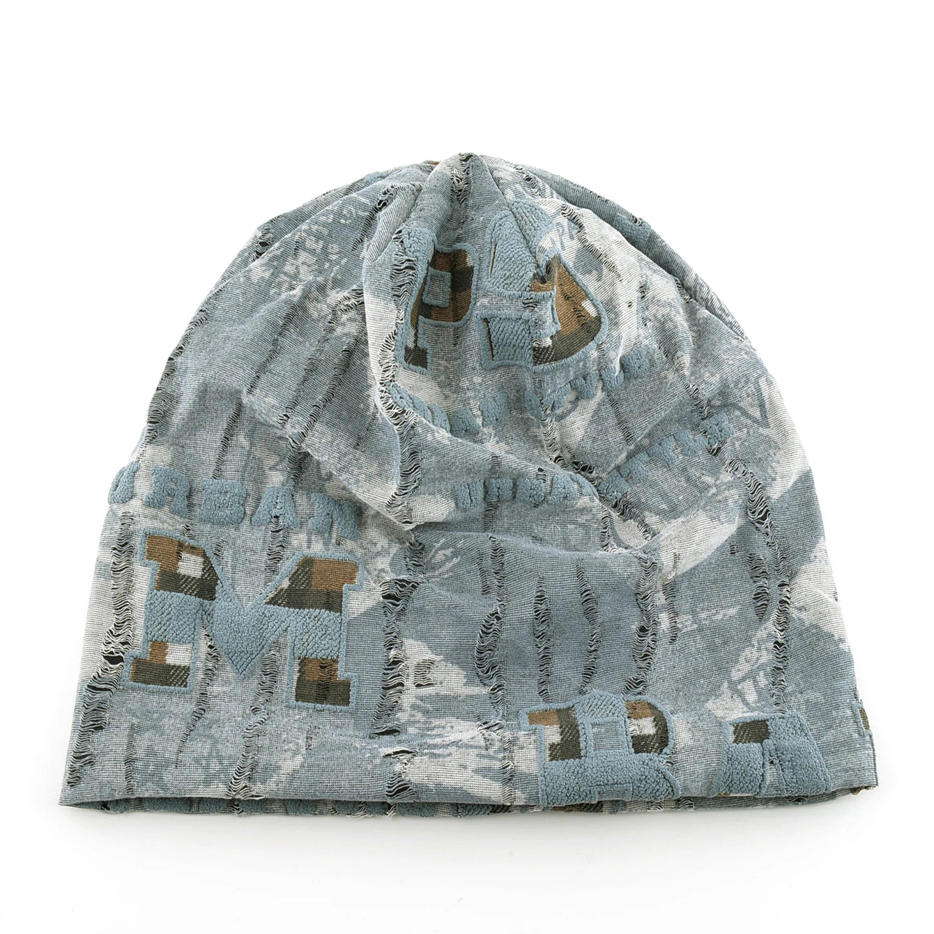 Vintage Distressed Tie-dye Beanie Women Foam 3D Letter Printing Hats Men Spring Fall Skullies Beanies Winter Warm Fleece-lined