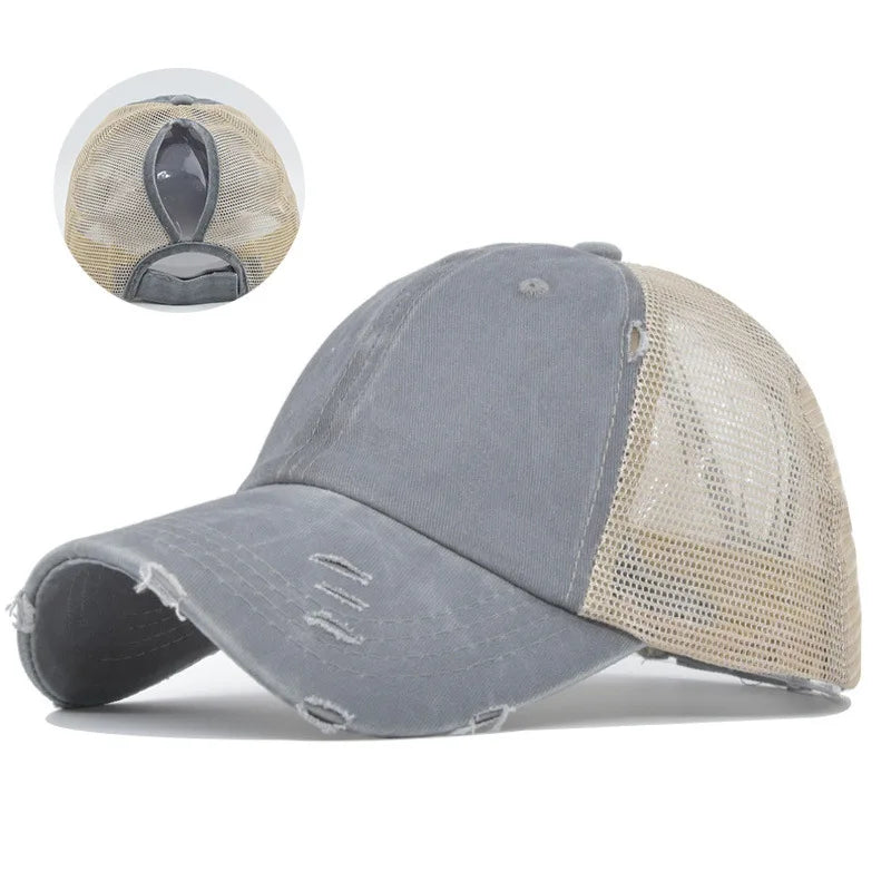 Summer Travel Peaked Cap Men S Solid Mesh Breathable Hip-Hop Hat Sun Visor Adjustable Trucker