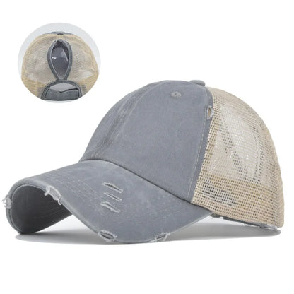 Summer Travel Peaked Cap Men S Solid Mesh Breathable Hip-Hop Hat Sun Visor Adjustable Trucker