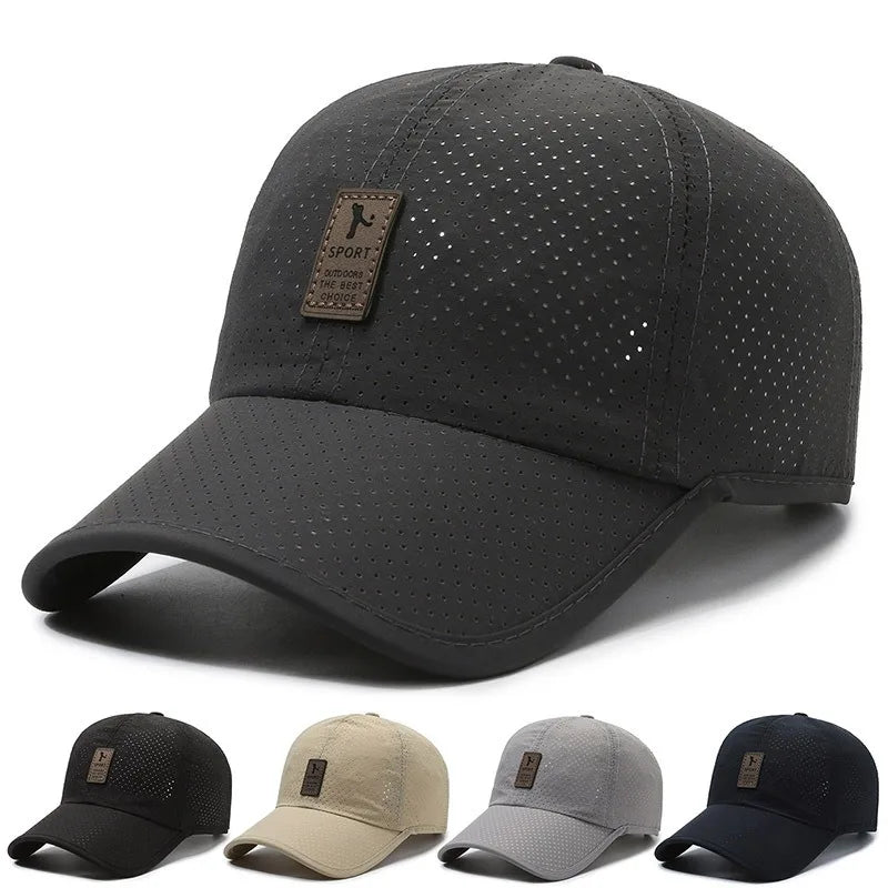 Quick-Drying Men Mesh Baseball Caps Spring Summer Male Breathable Snapback Hats Black Sport Dad