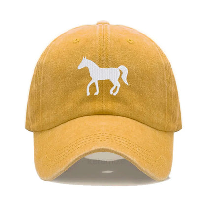 Horse Embroidered Baseball Cap Women Men Adjustable Washed Cotton Dad Hat Unisex Classic Golf Caps