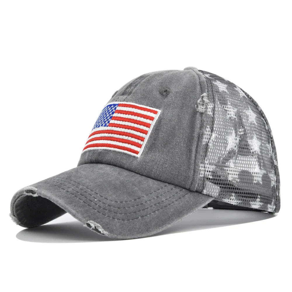 Unisex Usa Embroidery Net Baseball Cap Spring Summer Outdoor Adjustable Breathable Casual Hats