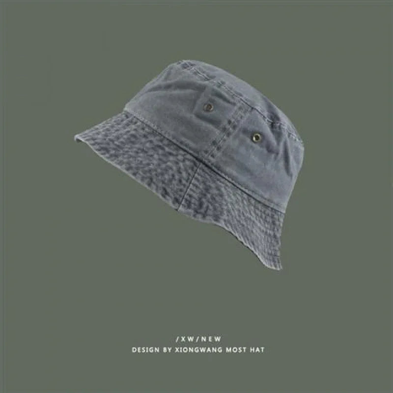 Women Men Washed Denim Solid Vintag Bucket Hats Lady Male Spring Summer Autumn Panama Fisherman Cap