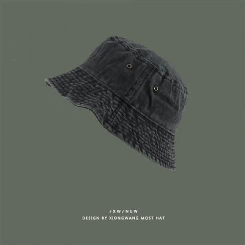 Women Men Washed Denim Solid Vintag Bucket Hats Lady Male Spring Summer Autumn Panama Fisherman Cap