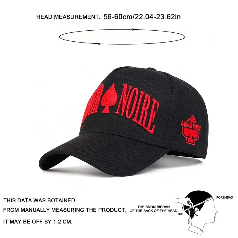 Unisex Amour Noire Spades Embroidery Baseball Caps Spring Autumn Outdoor Adjustable Casual Hats Dad