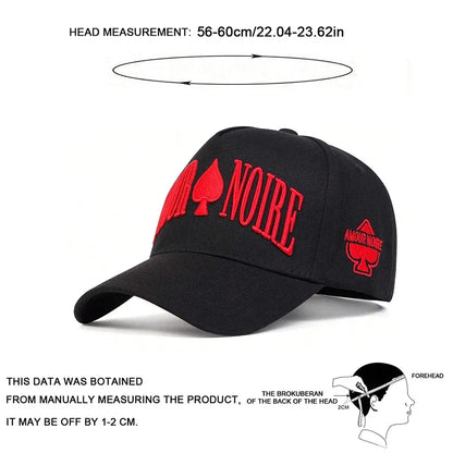 Unisex Amour Noire Spades Embroidery Baseball Caps Spring Autumn Outdoor Adjustable Casual Hats Dad