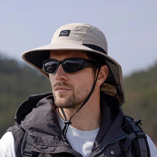 Xinbaoguan 100% Polyester 9249 Summer MEN'S AND WOMEN'S Large Brimmed Shawl Fisherman Hat Quick Drying Breathable Sunshade Hat