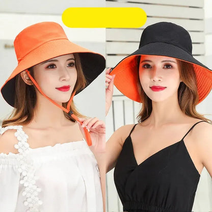 Fisherman Hat Women's Summer Face Cover, Sunscreen, Large Brim Sunshade Hat, Internet Celebrity Double-Sided And Versatile