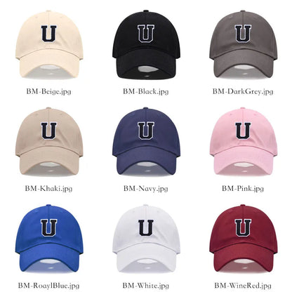 Initials Letters A-Z Embroidery Baseball Cap Men Women Soft Cotton Dad Hat Adjustable Wholesale