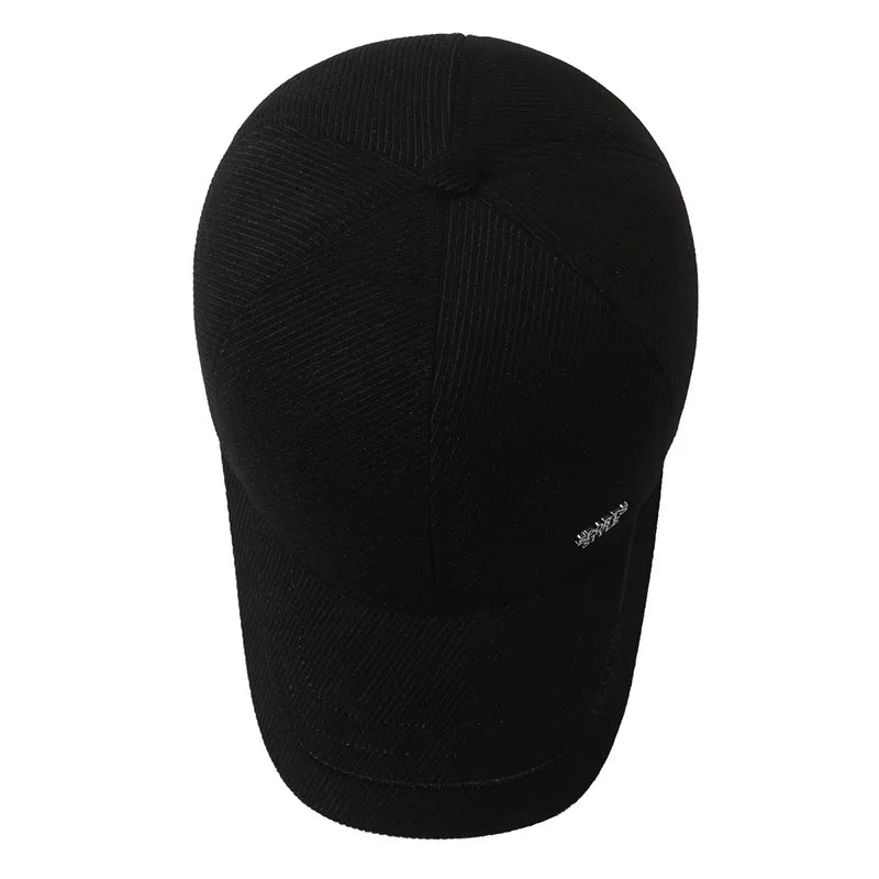 Men Warm Thick Autumn Winter Baseball Caps Male Sport Visors Earflaps Dad Snapback Cap Hat - Thick