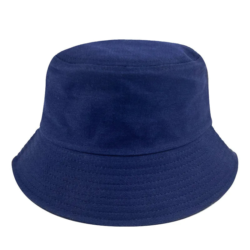 100 Cotton Solid Color Bucket Hat Summer Sun Protection Breathable Round Crown