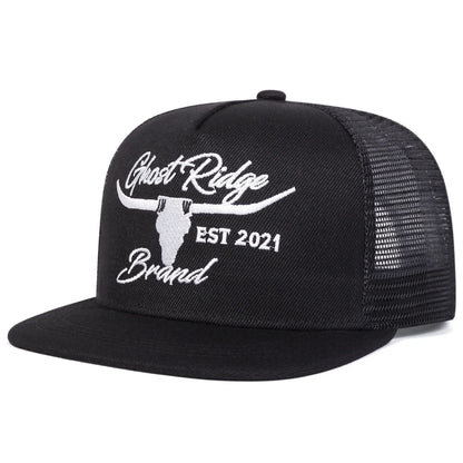 Unisex Bullhead Letter Embroidery Hip-Hop Net Hats Spring Summer Outdoor Adjustable Casual Baseball