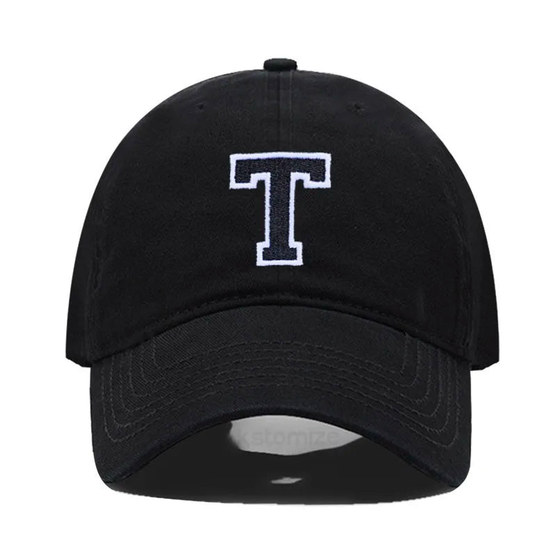Initial Letter A-Z Embroider Baseball Cap Men Womne Soft Cotton Team Sport Visors Snapback Caps
