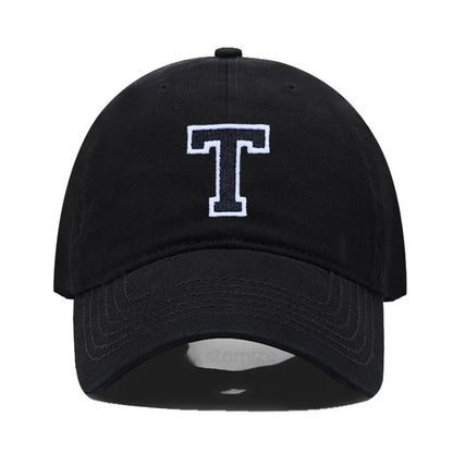 Initial Letter A-Z Embroider Baseball Cap Men Womne Soft Cotton Team Sport Visors Snapback Caps
