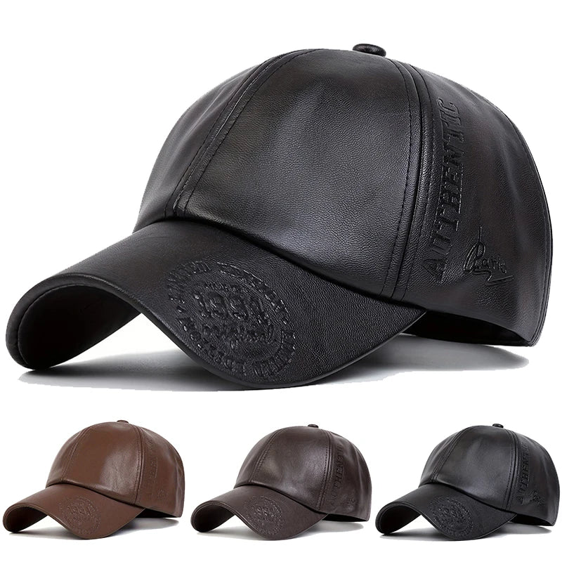 Unisex Vintage Leather Baseball Caps Spring Autumn Outdoor Sunscreen Hat Adjustable Casual Trucker