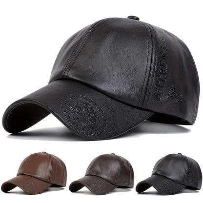 Unisex Vintage Leather Baseball Caps Spring Autumn Outdoor Sunscreen Hat Adjustable Casual Trucker