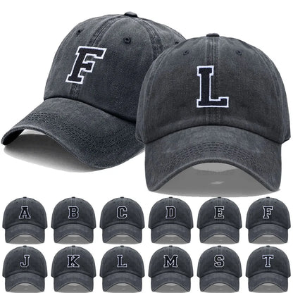 Initial Letter A-Z Embroider Baseball Cap Men Womne Washed Cotton Dad Hat Team Sport Visors Snapback