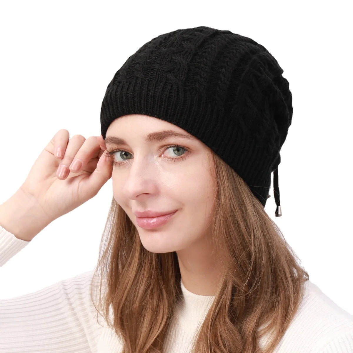 Women Stretchy Knitted Skullies Beanies Hat Solid Snood Scarf Warm Beanie Womem Autumn Winter Female
